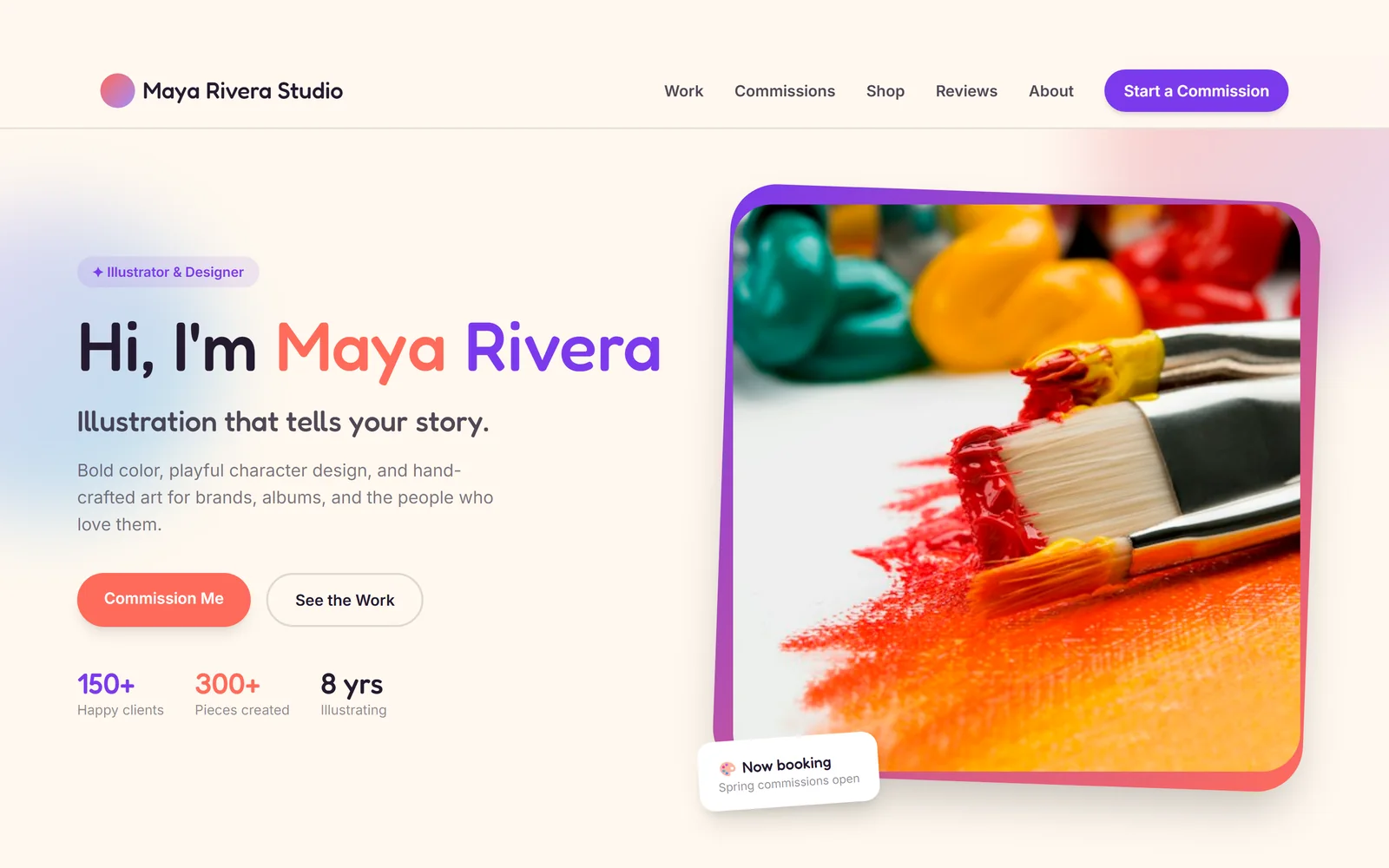 Maya Rivera Studio - a creator portfolio with a print shop and commissions