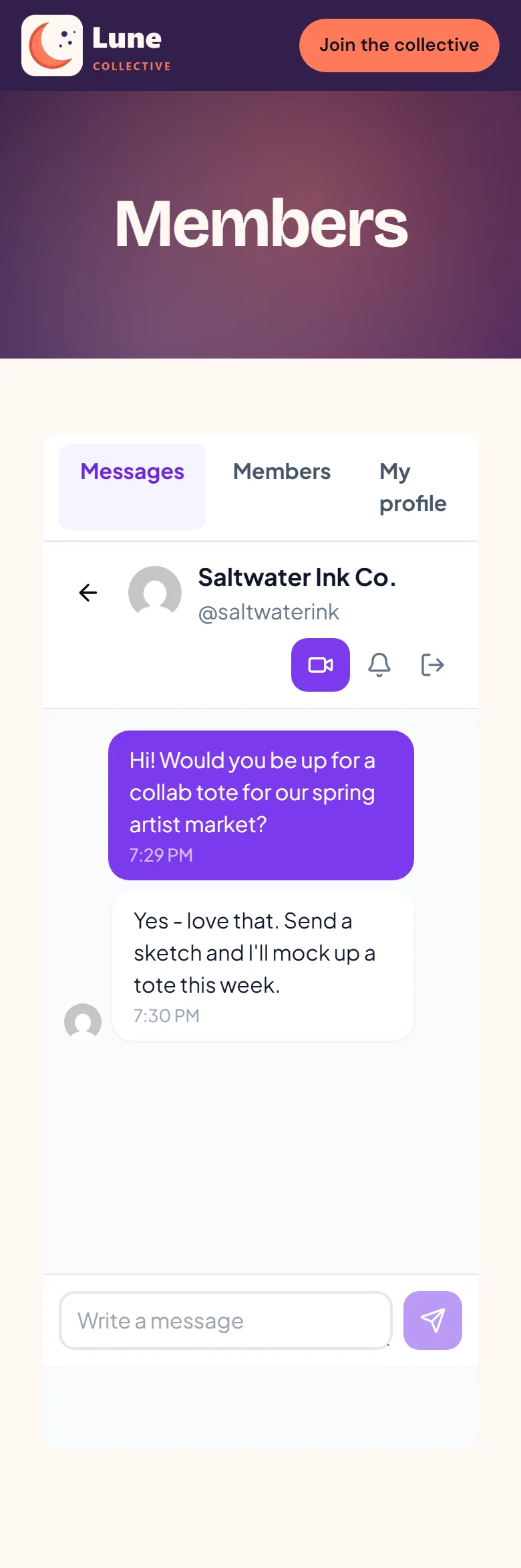 Members chat with each other on your site