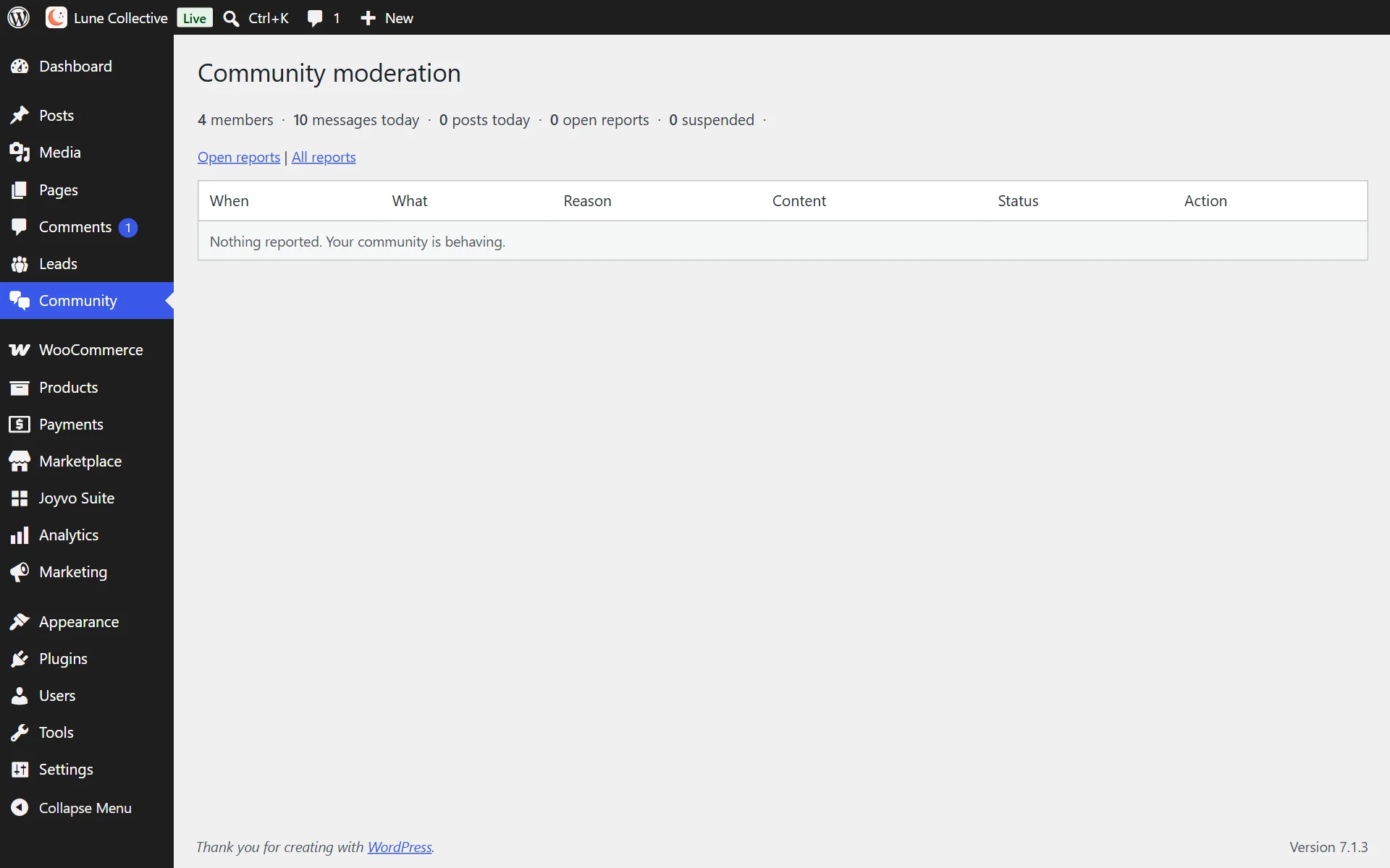 Handle reports from your WordPress dashboard