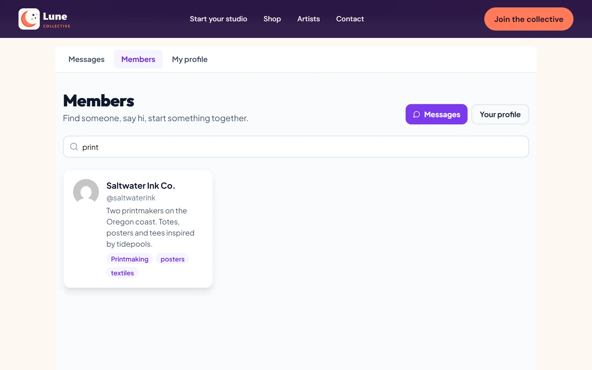 Search the community by name, skill or craft