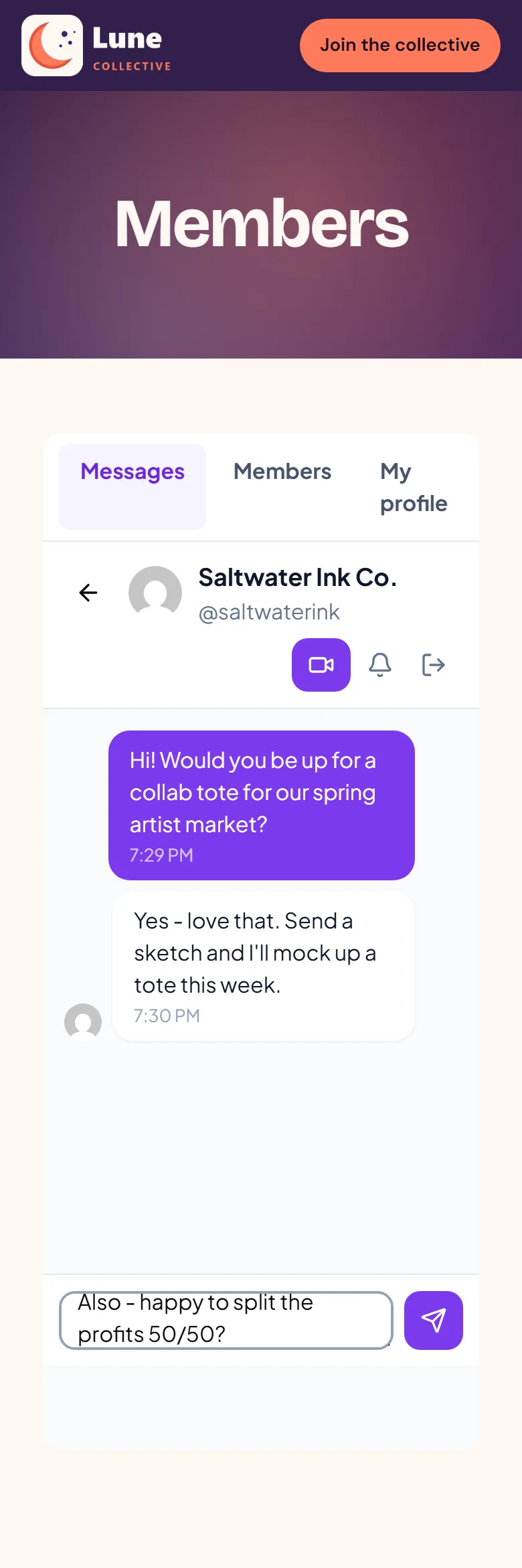 Start a conversation from any profile