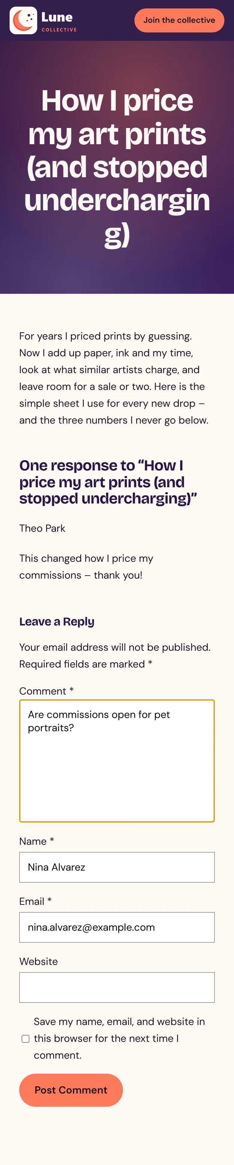 A follower asks something under your post...