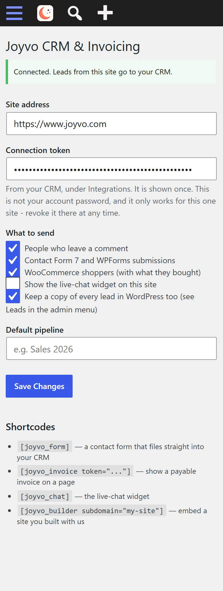One connection code pasted in, and you're set up