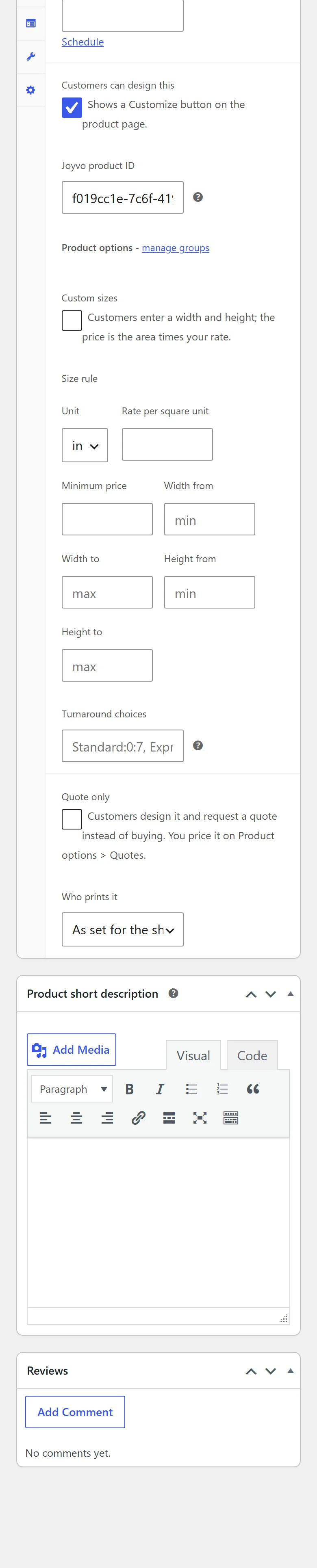 Turn it on for any product and choose what it prints on