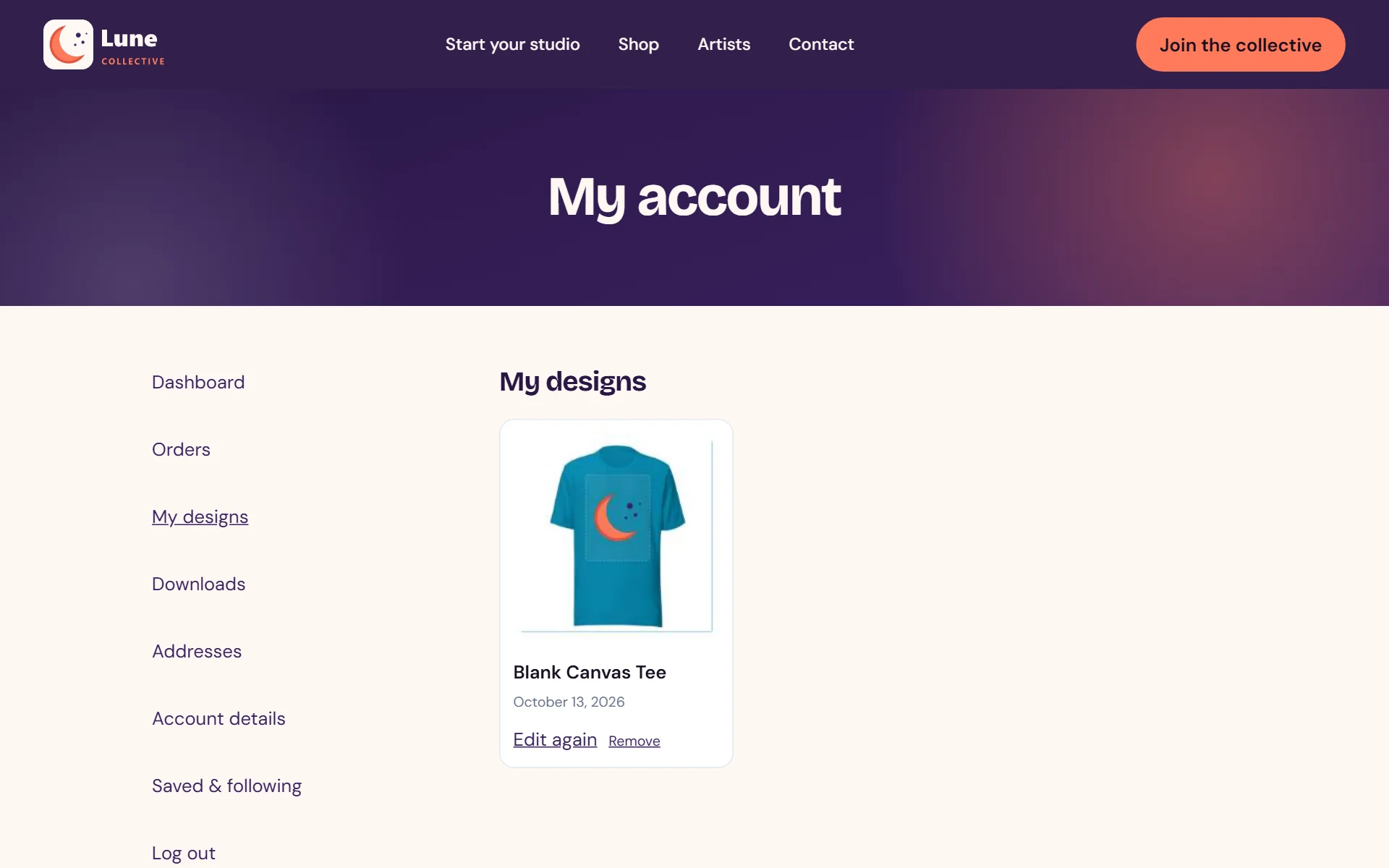 Shoppers can reopen and tweak any saved design