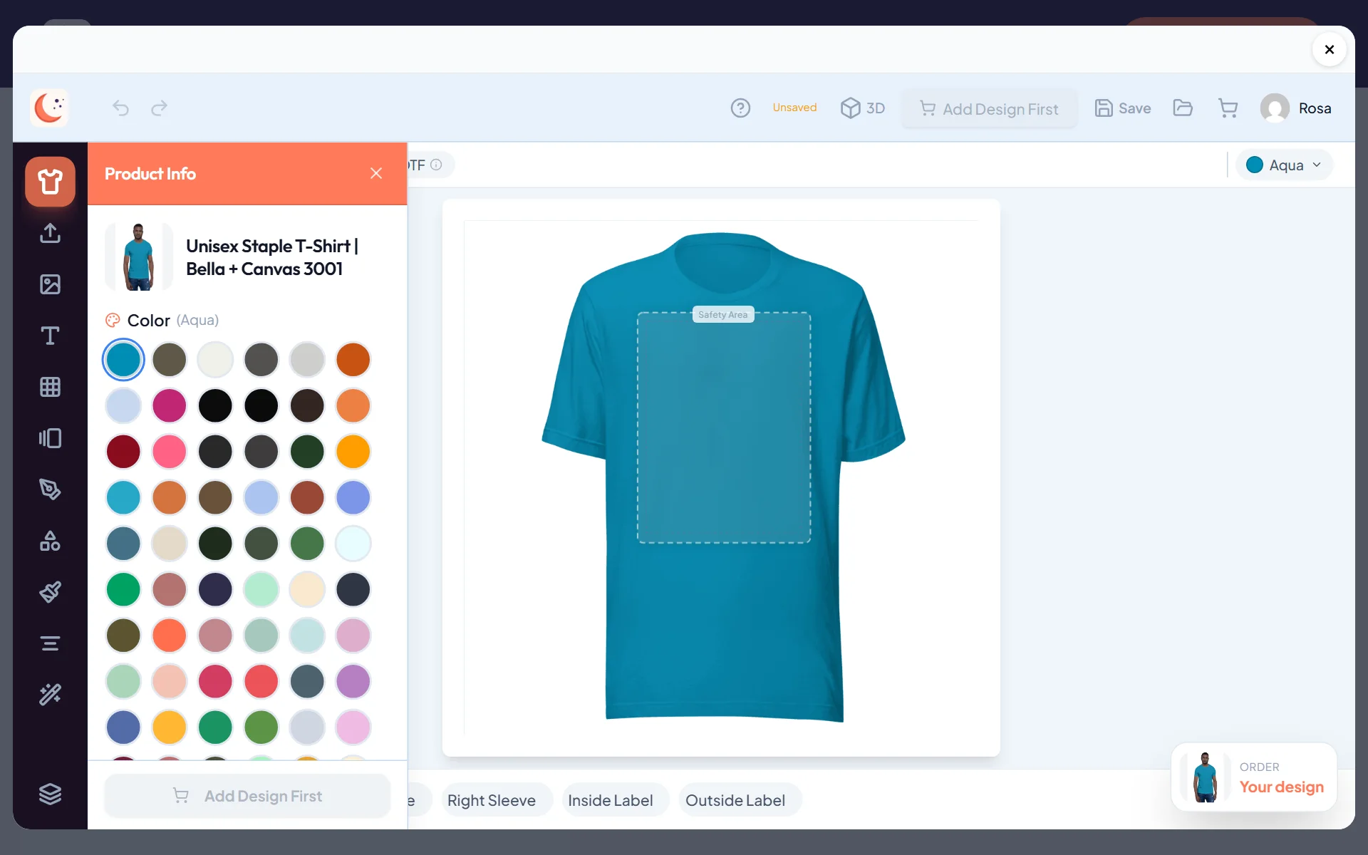 The whole designer opens inside your shop, and shoppers stay logged in