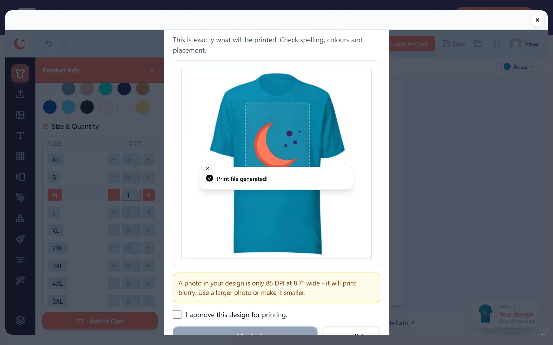 Shoppers approve a proof before it goes to the cart