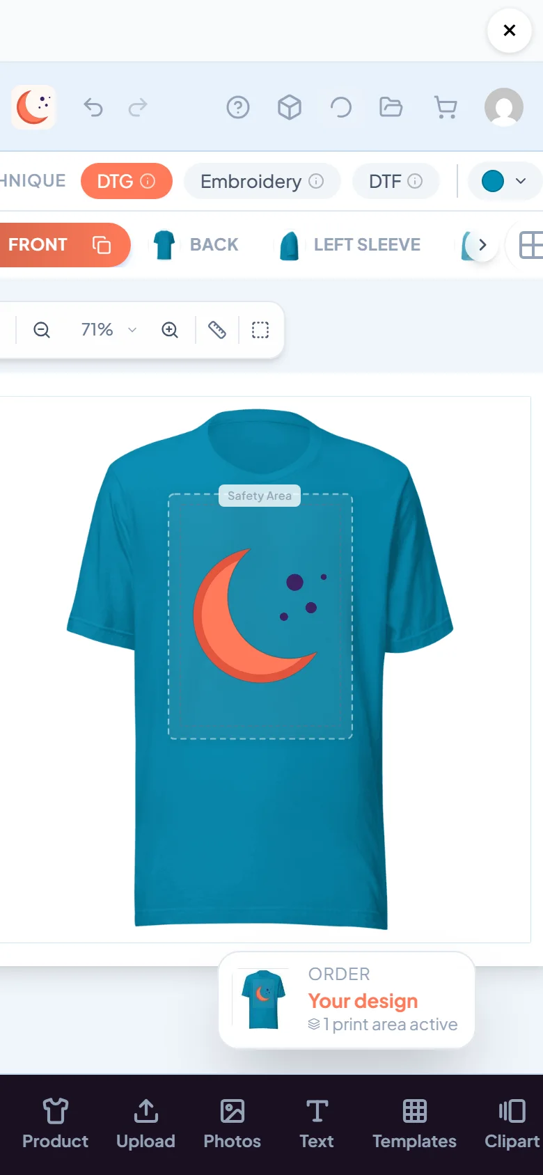 Saved designs wait in the shopper's account