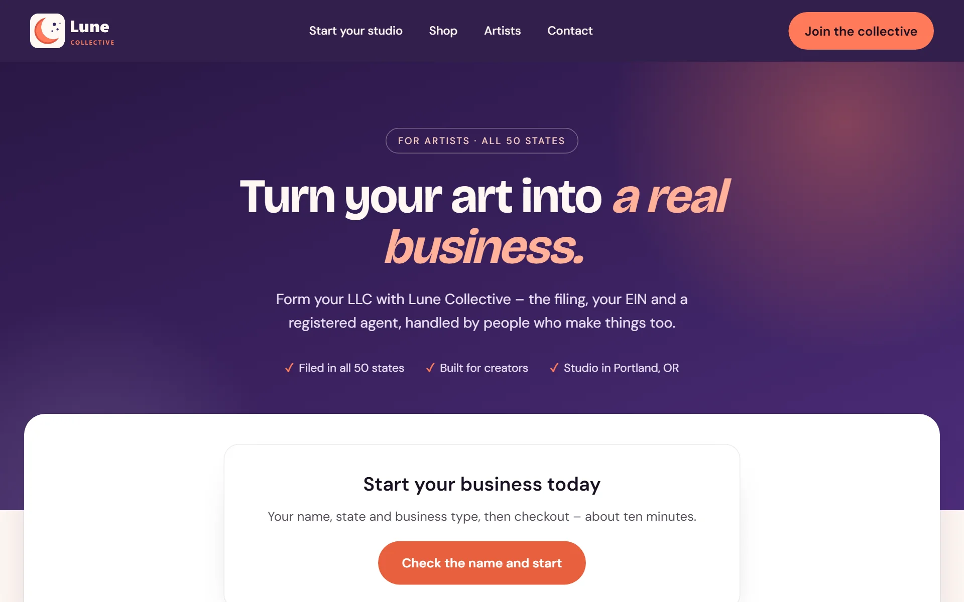 Visitors launch their business without leaving your site