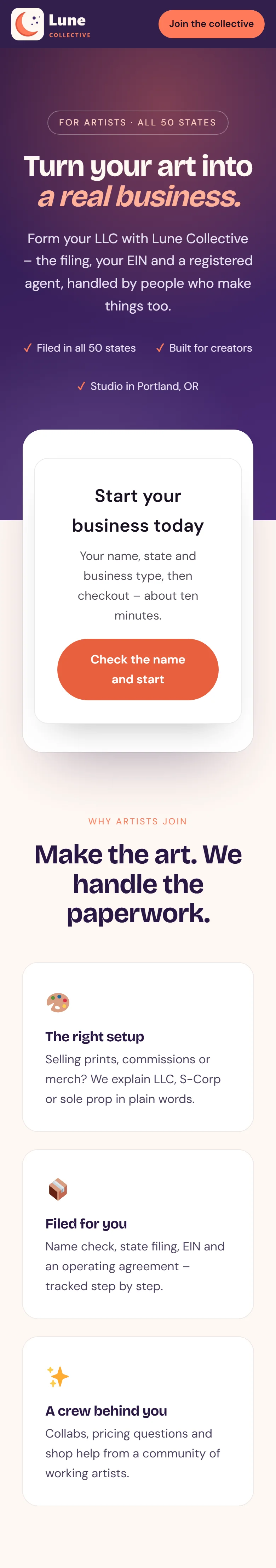 Visitors launch their business without leaving your site