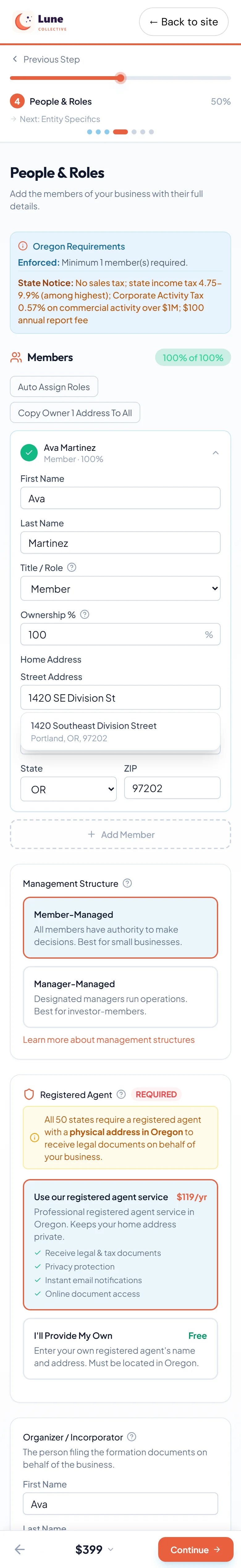Each step stays on your website