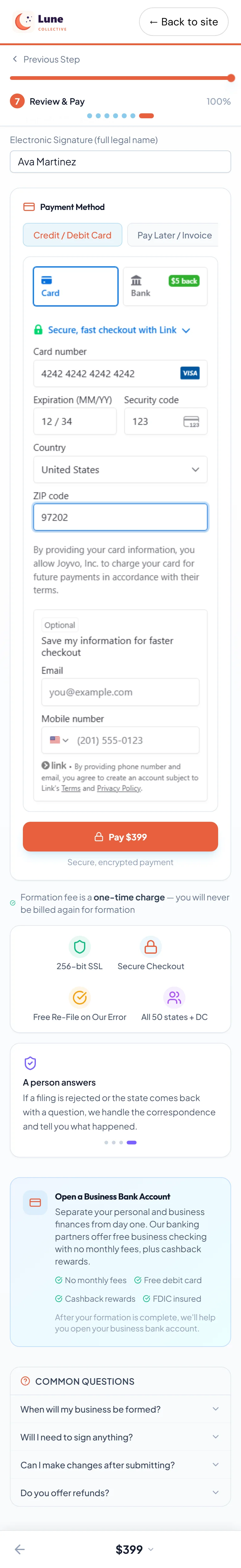 Card payment, safely, on your own site