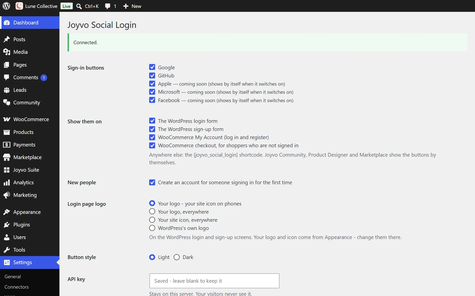 Choose the sign-in buttons and where they appear - no developer setup