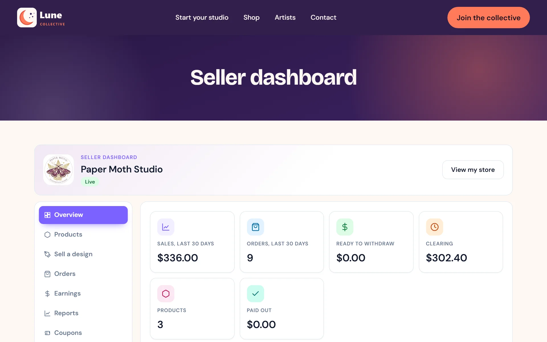 Creators see their sales, orders and earnings in one dashboard
