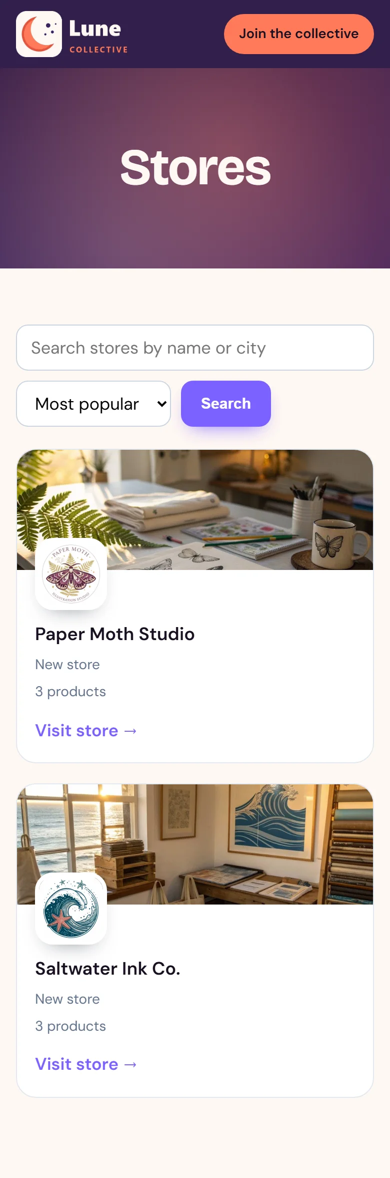 A directory of every creator's shop