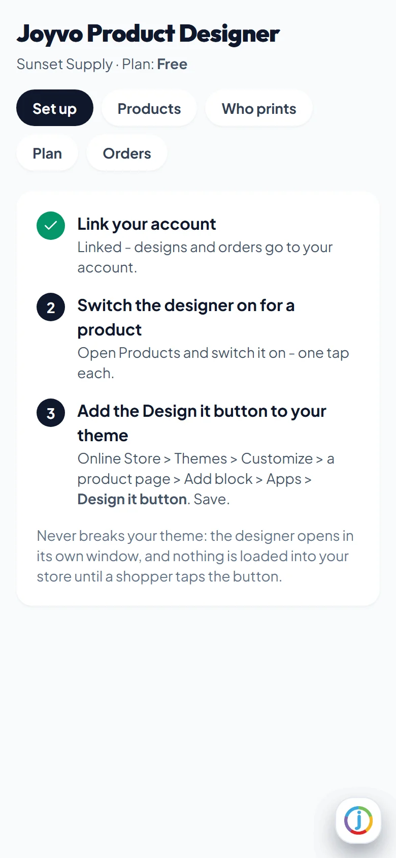 Linked - designs and orders go to your account