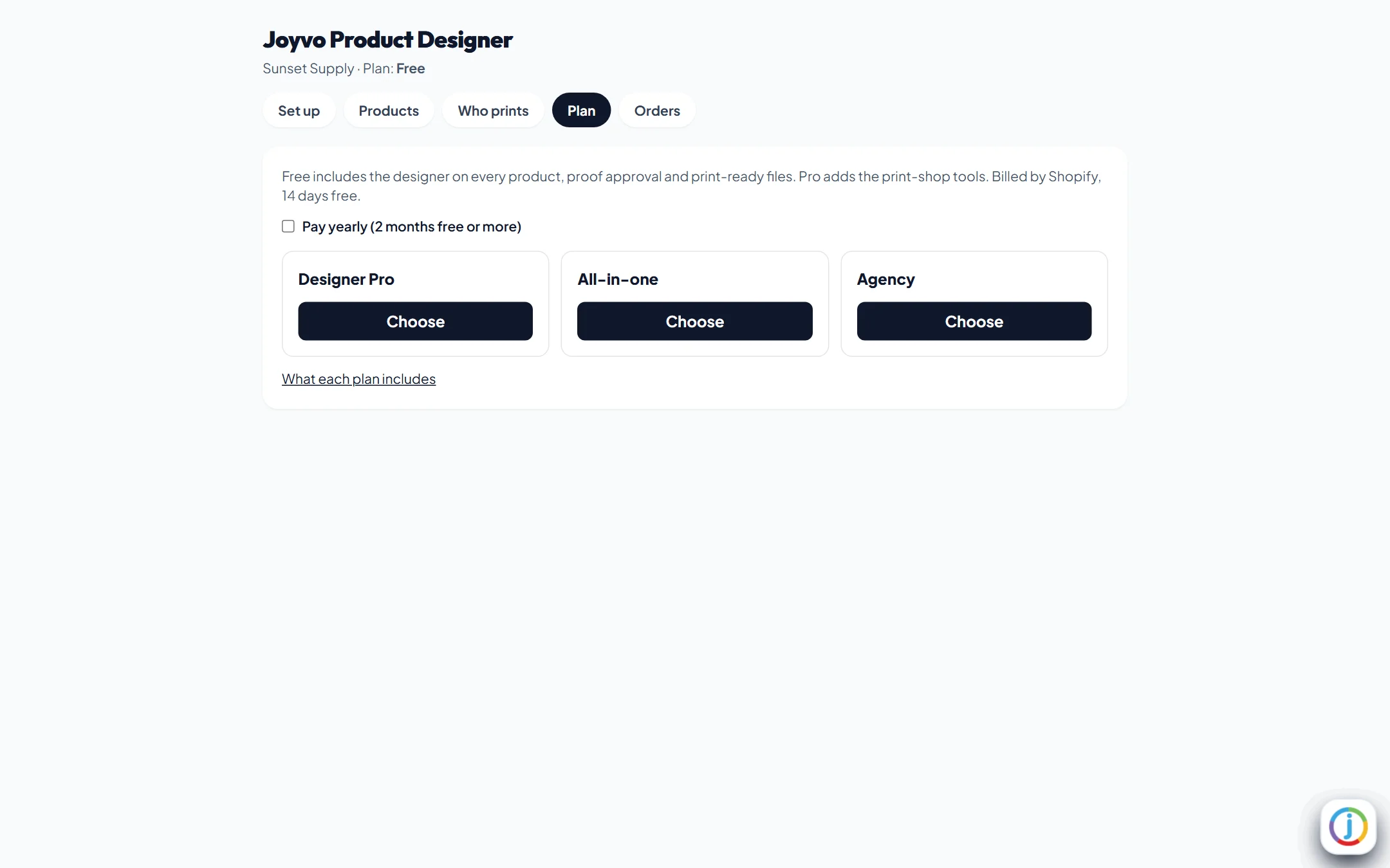 Plans billed by Shopify, 14 days free