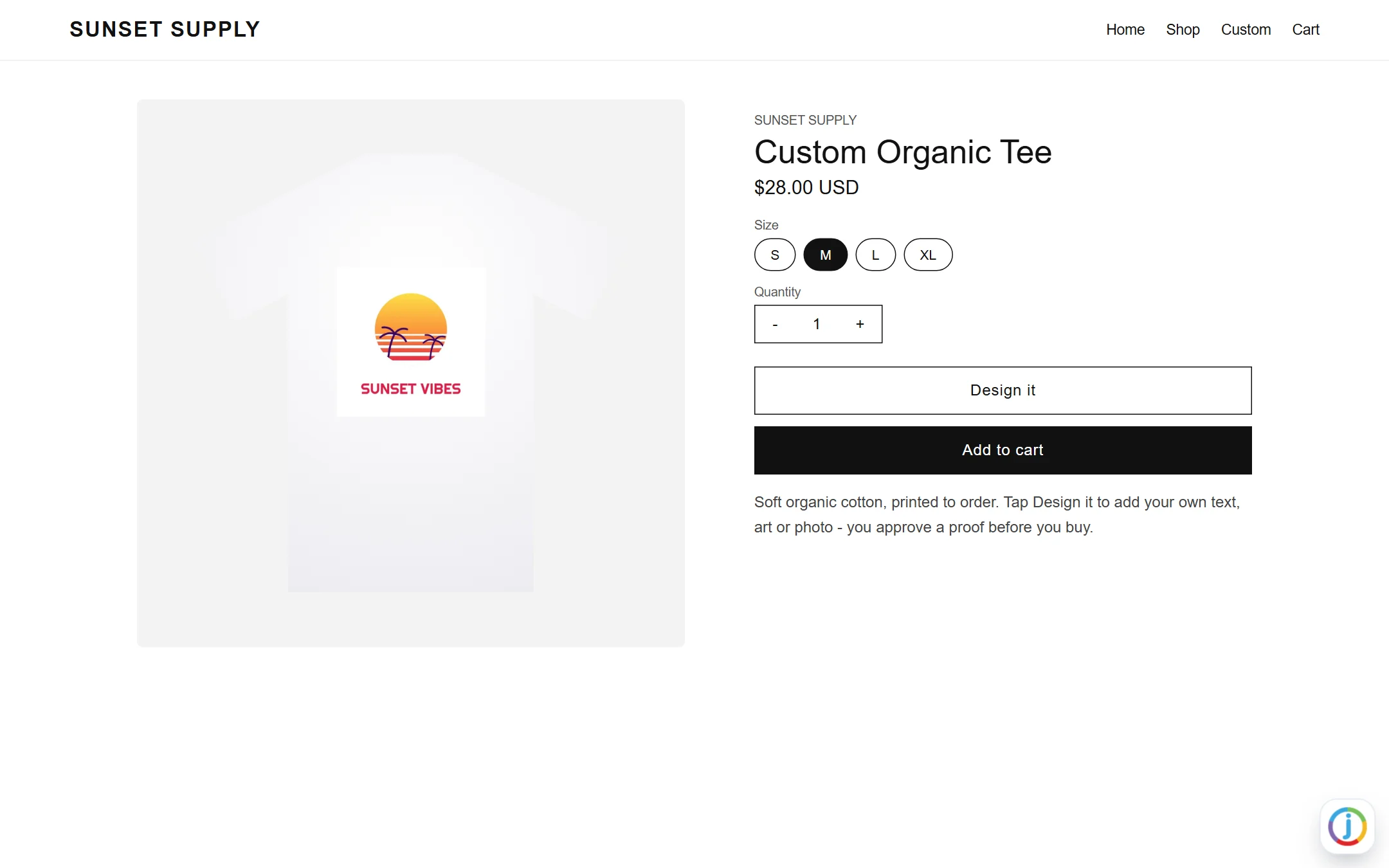 A Design it button on your product page - your theme, your price