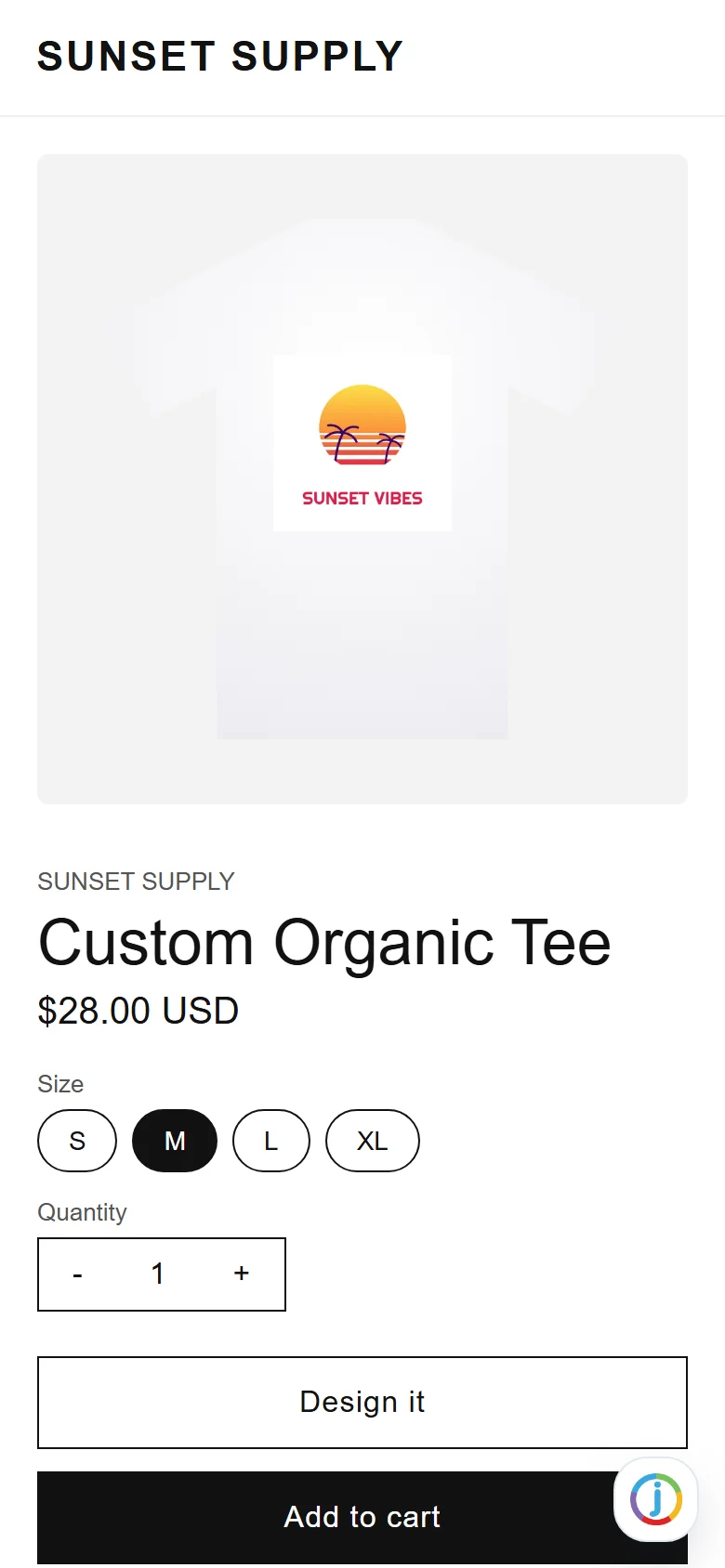 A Design it button on your product page - your theme, your price