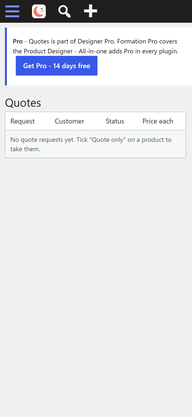 Big orders come in as quote requests